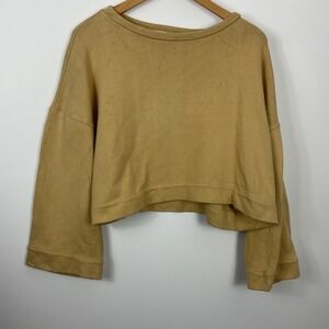 Hackwith Design House‎ Crop Boxy Lagenlook Sweater Top Bell Sleeve M/L